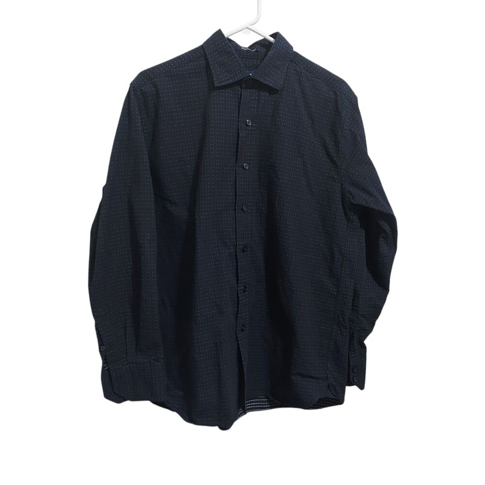 Austin Reed English Fit Men's Shirt Black Dotted and Stiped inside Size L